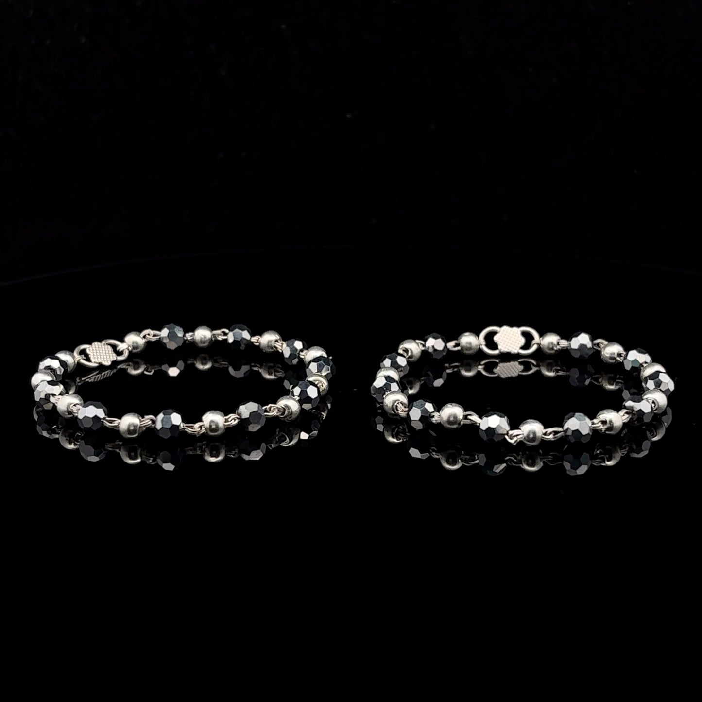 Silver Crystal Beads Design Nazariya Bracelet for Baby Boys & Girls - Set of 2