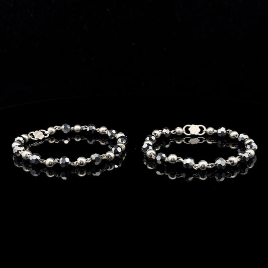 Silver Crystal Beads Design Nazariya Bracelet for Baby Boys & Girls - Set of 2