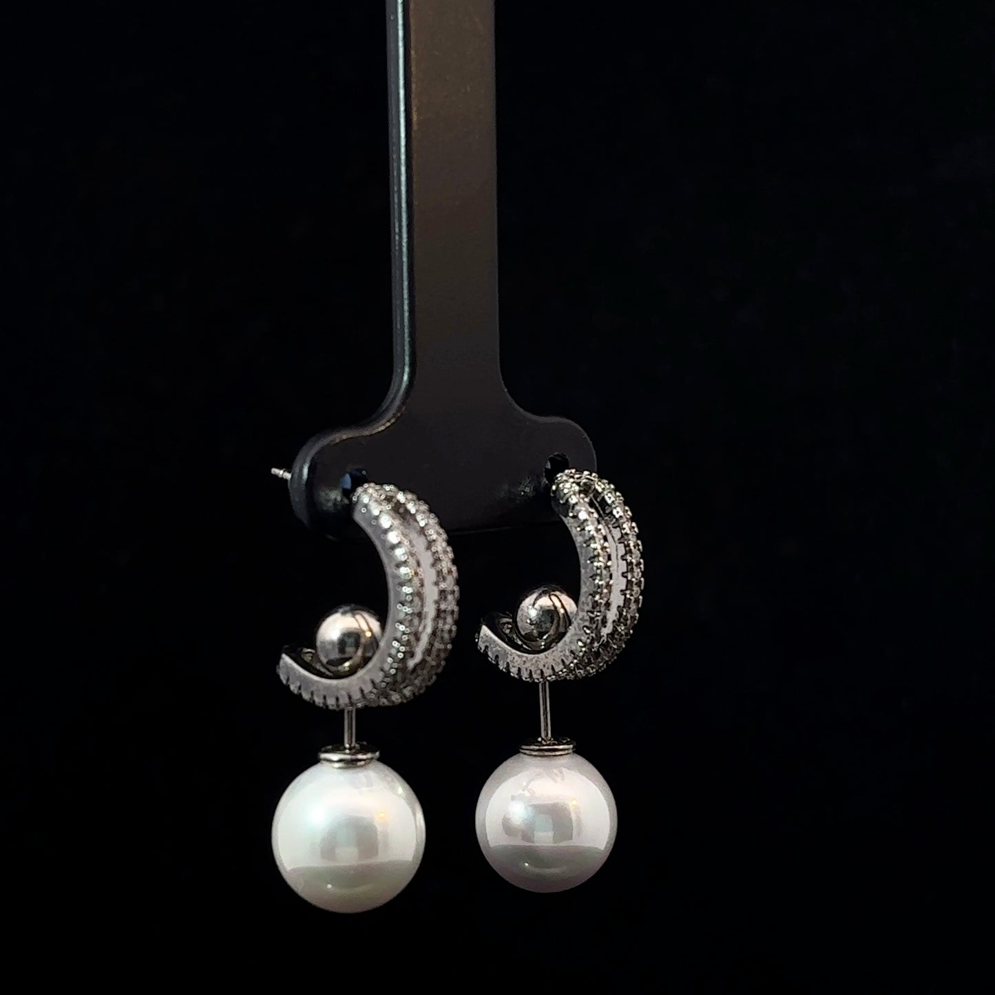 Sterling Silver Earrings with Pearl Ball