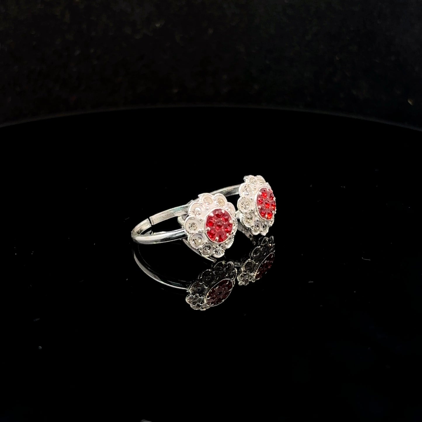 Silver Toe Ring with Multicoloured Stones