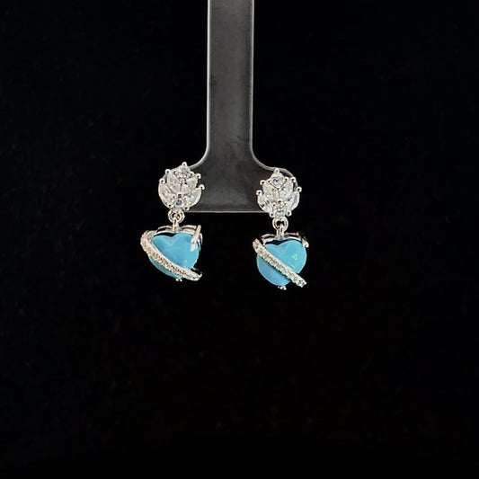 Sterling Silver Earrings with Heart Shaped & American Diamonds