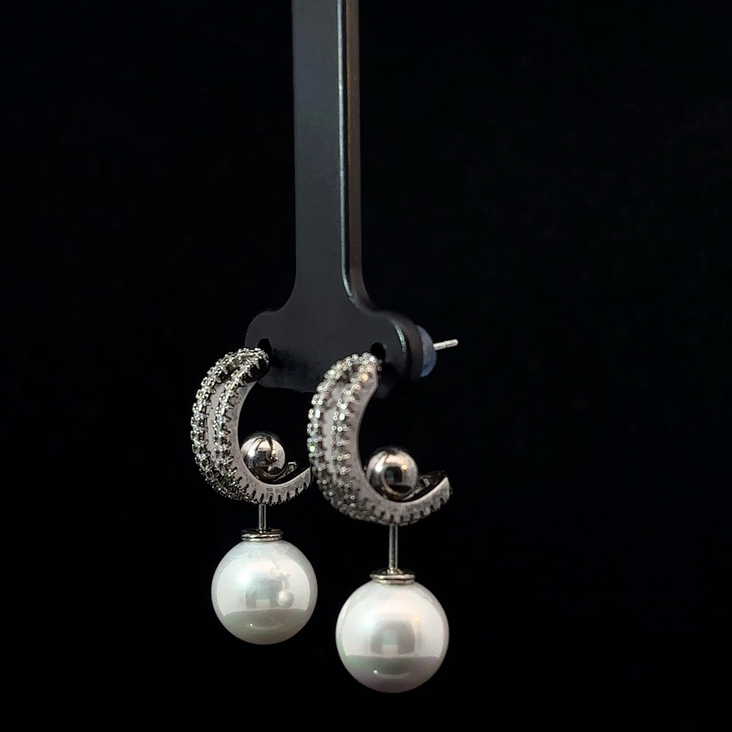 Sterling Silver Earrings with Pearl Ball