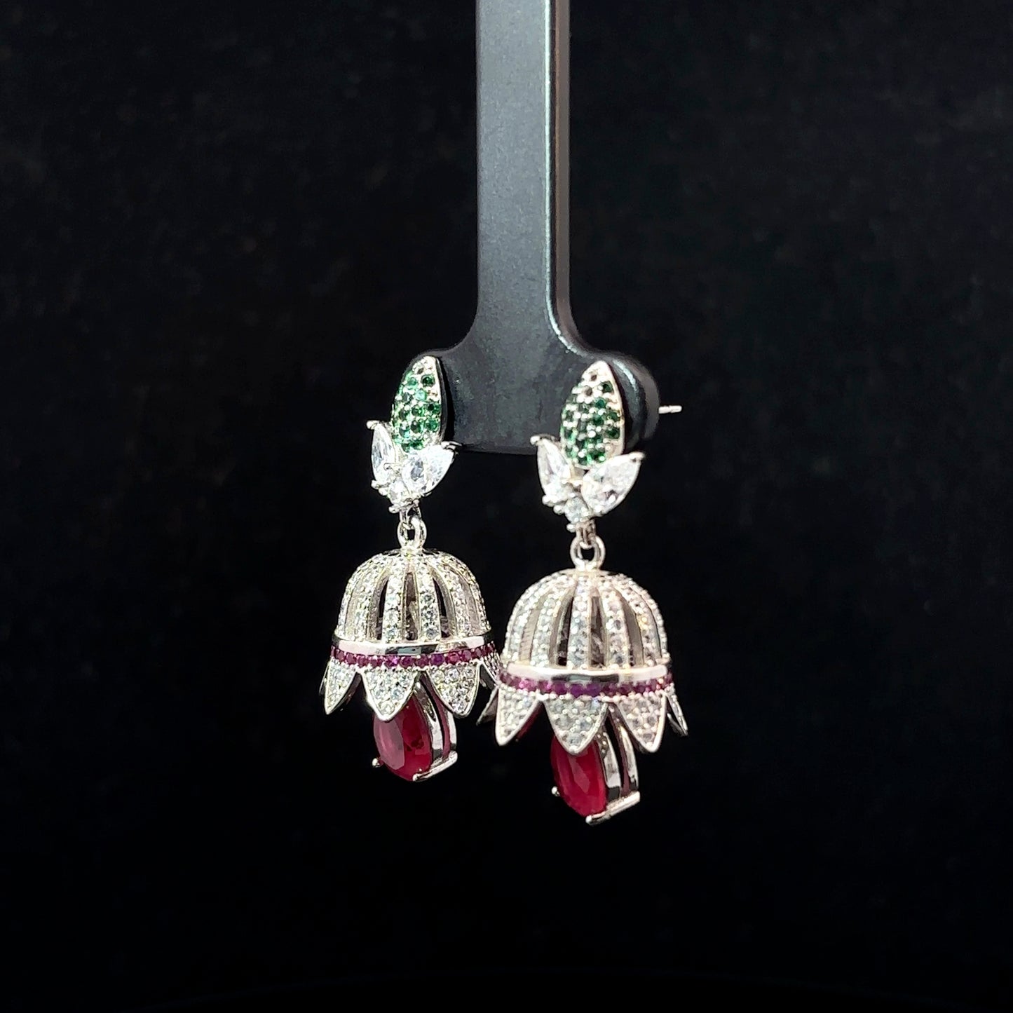 Sterling Silver Earrings with Jhumkas Design